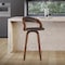 Armen Living Shelly 30" Bar Height Swivel Brown Faux Leather and Walnut Wood Bar Stool LCSHBABRWA30 - alternate 7